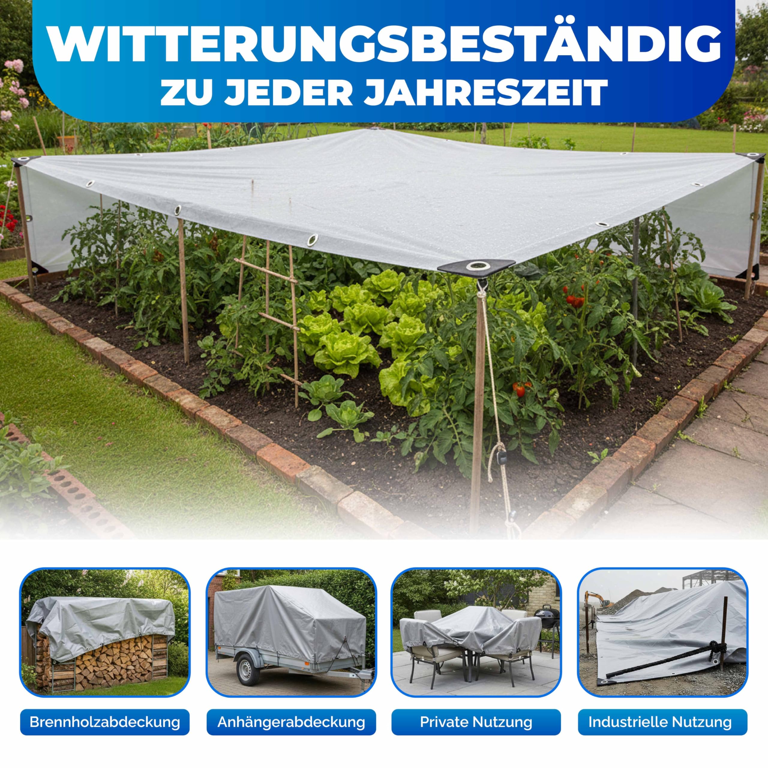 Industrieplane PVC Abdeckplane Grau LKW Plane 550 g/m² wasserdicht Schutzplane mit Messingösen alle 50 cm wetterfest robust langlebig 2,5 Meter x 3,5m