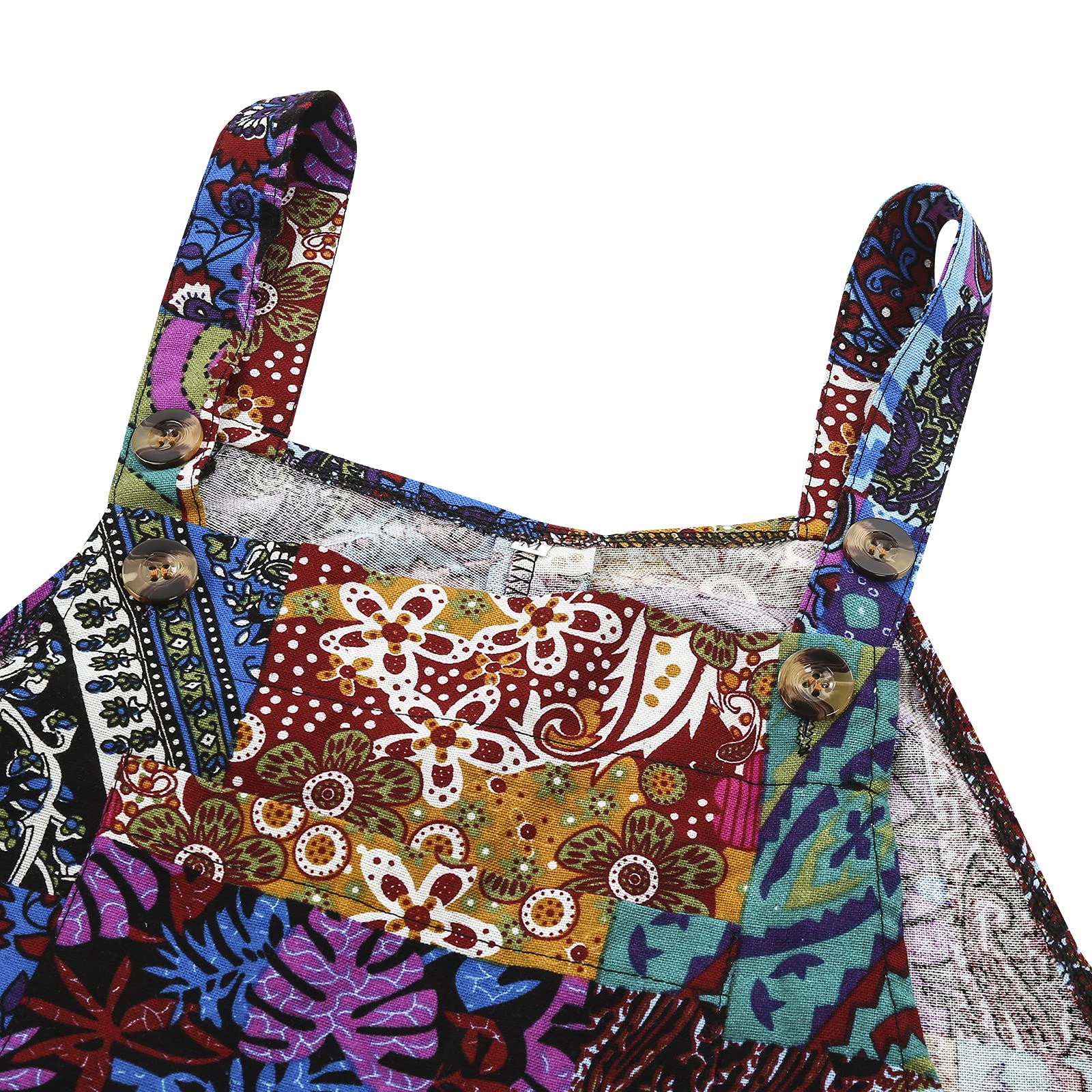 Nicoxijia Overol de verano con doble bolsillo para mujer, de pierna ancha, tirantes sin mangas, floral, pantalones bohemios