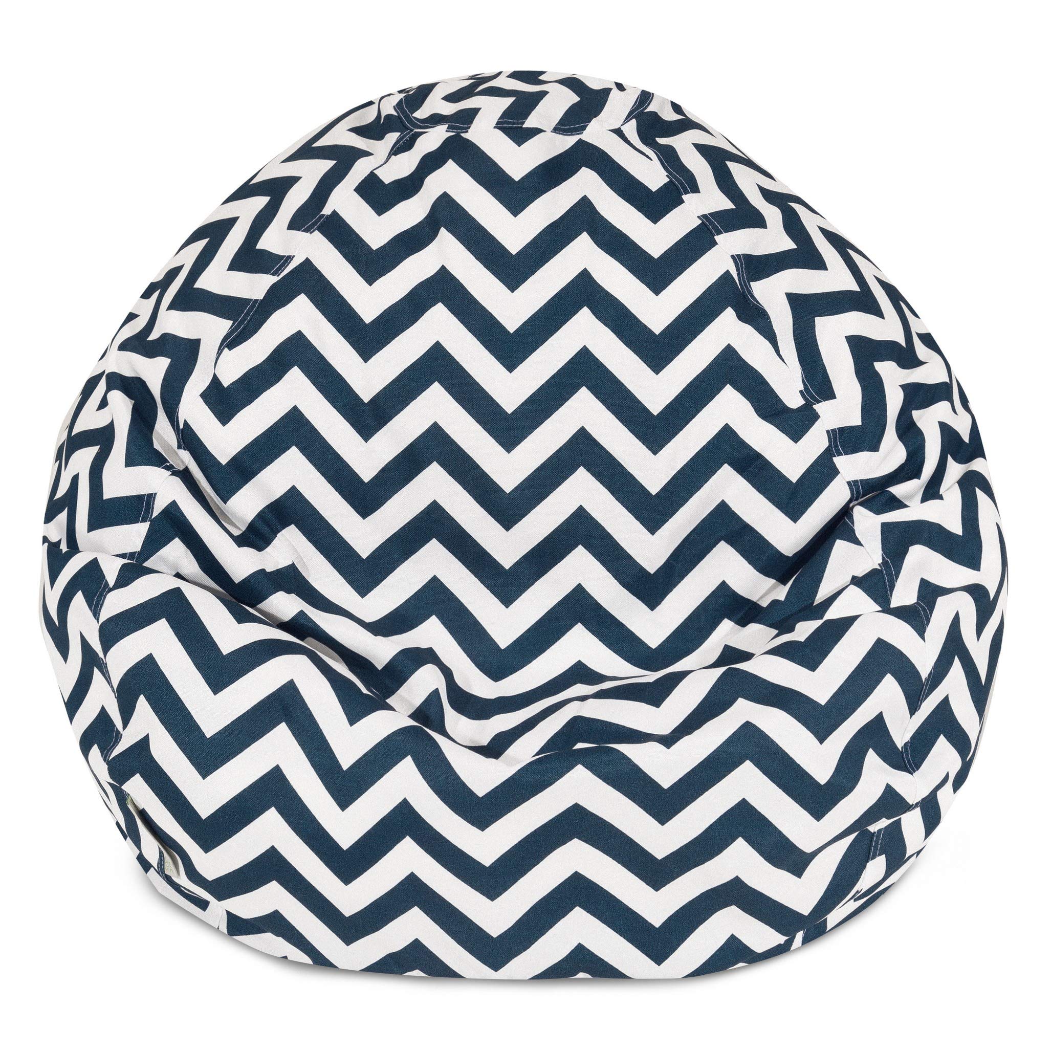 Majestic Home Goods Chevron Large Classic Bean Bag Chair, Navy Blue