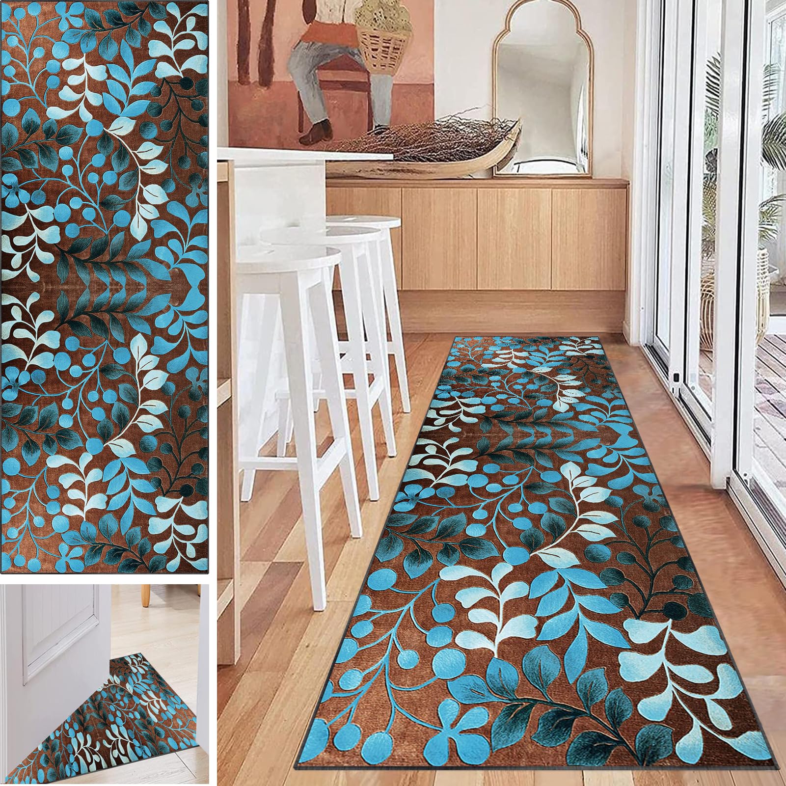 Loper voor de gang, antislip, 50 x 160 cm, wasbare keukentapijtlopers, lange ganglopers, absorberende deurmat, gangtapijt, lopers, smalle tapijten voor entree, woonkamer, wasruimte Loper voor de gang, antislip, 50 x 160 cm, wasbare keukentapijtlopers, lange ganglopers, absorberende deurmat, gangtapijt, lopers, smalle tapijten voor entree, woonkamer, wasruimte