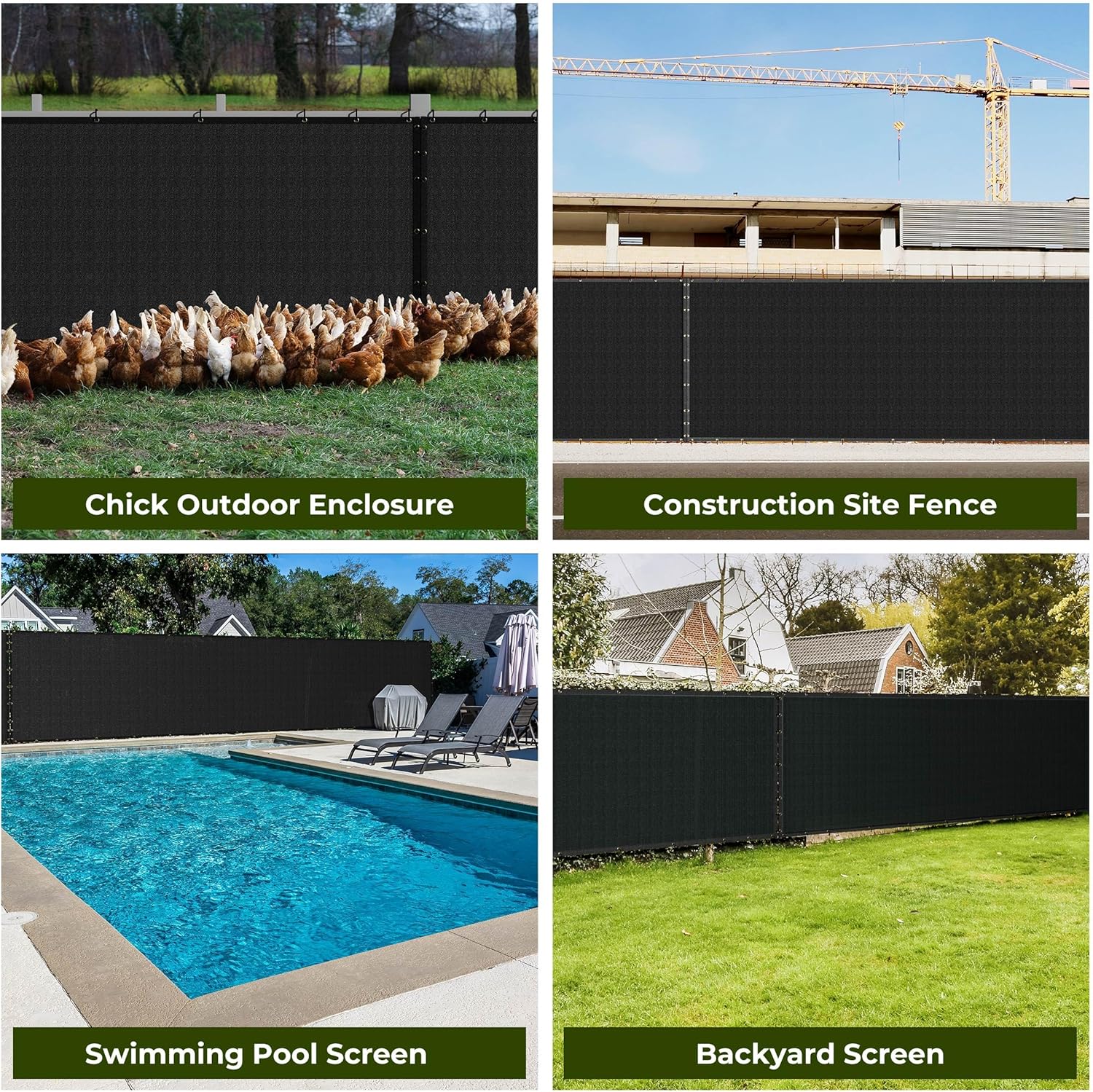Kingsyard Privacy Fence Screen 4x50FT, Heavy Duty Fencing Shade Cover with Brass Grommet, 170GSM 90% Outdoor Mesh Shade Net for Balcony, Backyard, Patio, Garden Fence, Pool, Zip Ties Included, Black