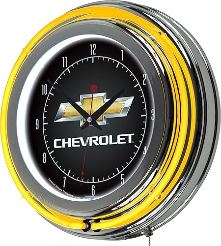 Reloj Chevrolet de neón cromado doble anillo 14pulgadas Reloj Chevrolet de neón cromado doble anillo 14pulgadas