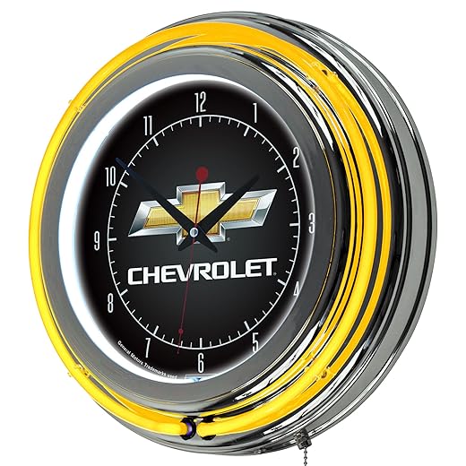 Chevrolet Chrome Double Ring Neon Clock, 14 " product image