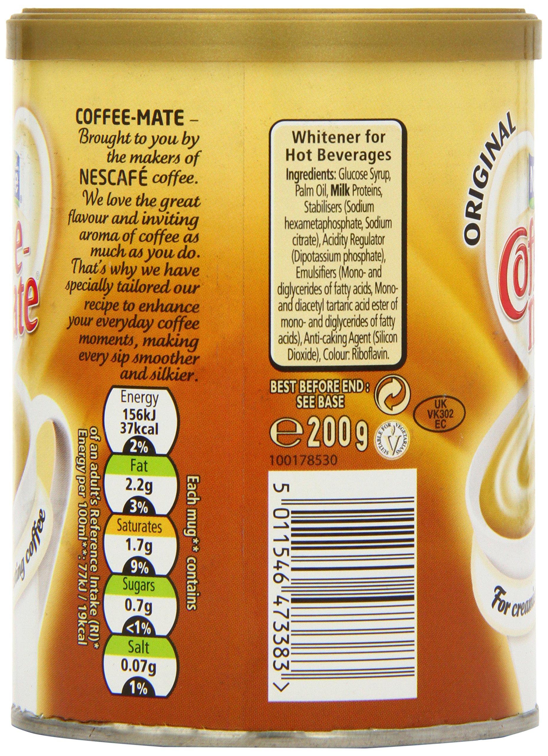 Nestlé Coffee Mate Original 200g, blanchisseur de boissons chaudes pour un café au goût plus crémeux