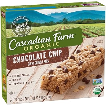 Cascadian Farm Organic Chocolate Chip Chewy Granola Bars 6 count Pack of 3