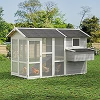 Garvee 80" Large Wooden Chicken Coop Hen House with 2 Doors, Nesting Box & Removable Tray - Secure Backyard Poultry Cage