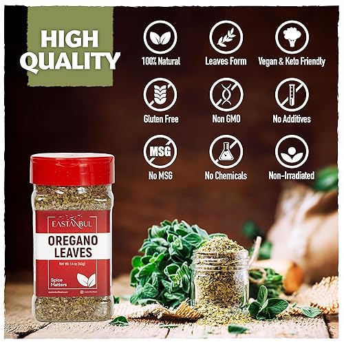 Miniatura 8 de Eastanbul Hojas de orégano, condimento de orégano seco de 1.4 onzas, orégano seco y puro, orégano molido, hojas de orégano mediterráneo,