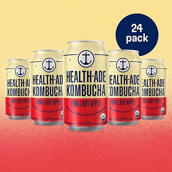 Health-Ade Pink Lady Apple, Organic Drink, 24-Pack (11.5 Fl Oz Cans) - Fermented Tea with Probiotics, Detoxifying Acids, Supports Gut Health - Non-GMO, Vegan, Gluten-Free