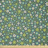 Vista 30 de Ambesonne Tela de Mariposas por Yarda, Patrones de Mariposas Estacionales Alegres Selva Tropical Naturaleza Salvaje Ilustración, Tela Decorativa