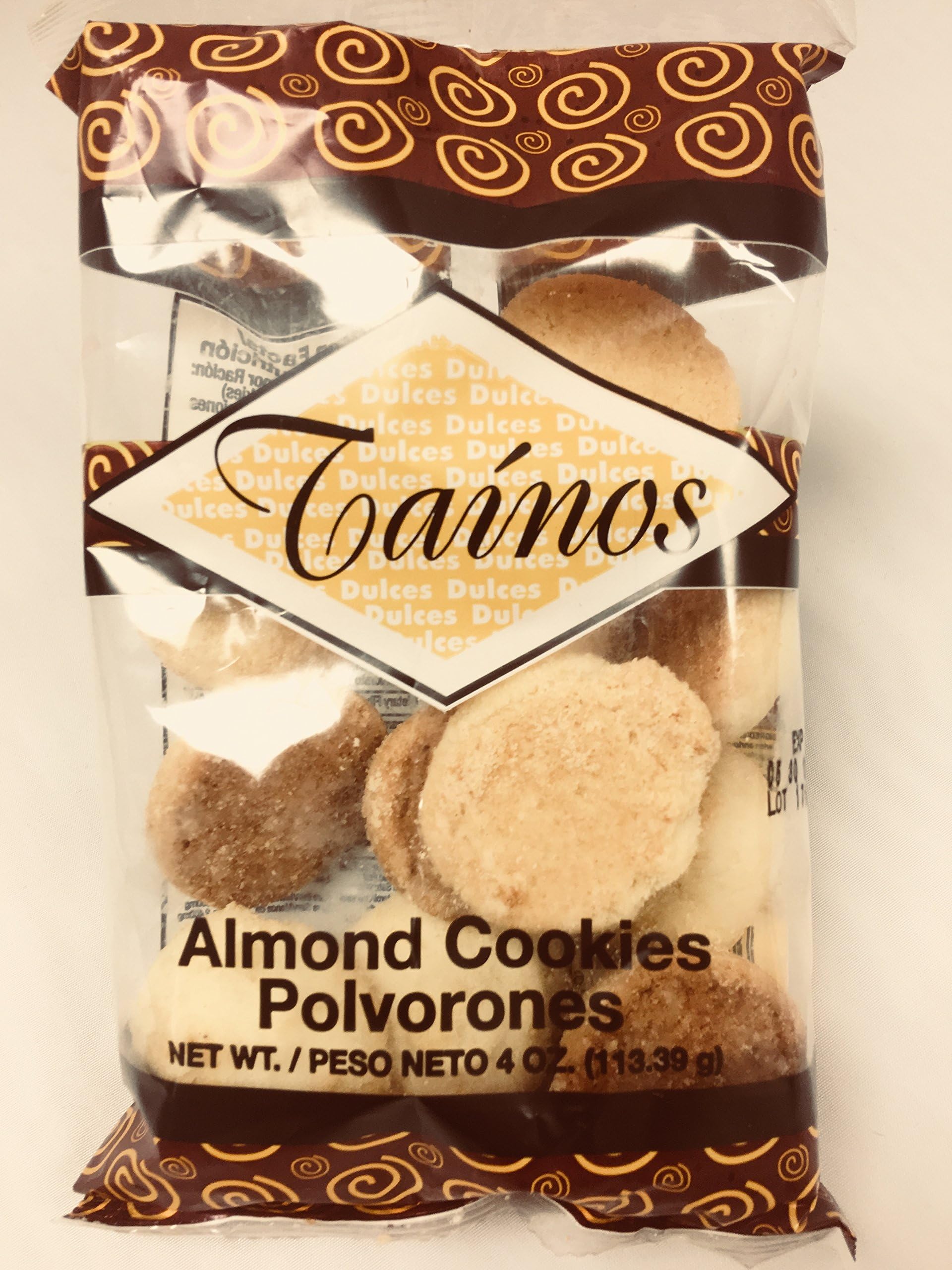 TAINOS Almond Cookies "POLVORONES" - Puerto Rico's Best DULCES TIPICOS - 4 oz bag