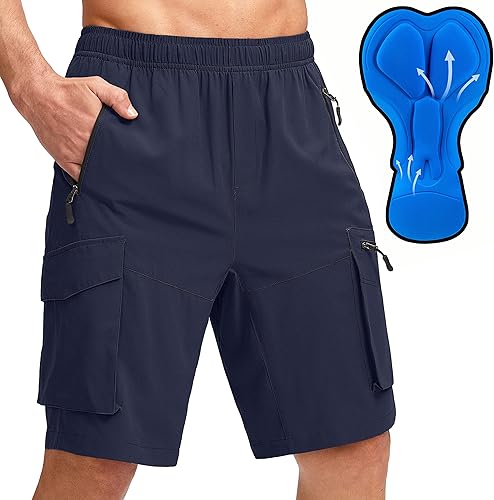 Bikewa Pantalones cortos de ciclismo de montaña para hombre, con acolchado 3D, ajuste holgado, MTB ciclismo, ciclismo, ciclismo, ciclista,