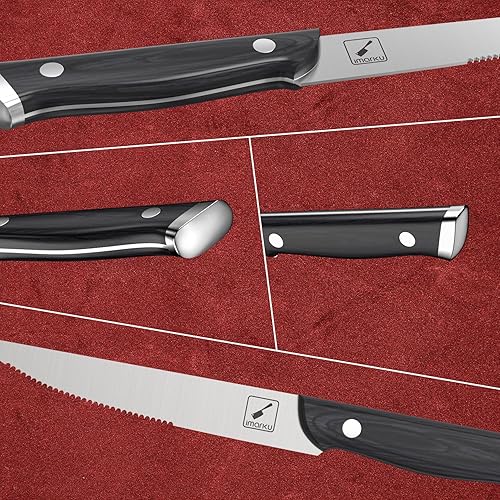 Miniatura 7 de imarku Juego de 8 cuchillos para carne y carne de 7 pulgadas, cuchillo de cocina japonés afilado de acero inoxidable con mango ergonómico, la mejor