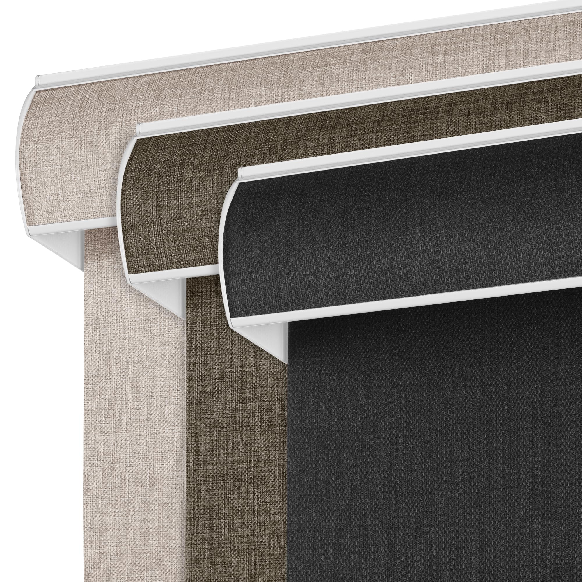 Sulugood Blackout Roller Shades for Windows Cordless, Linen Fabric Roller Blinds Room Darkening Shades with Valance Thermal Insulated Window Shades