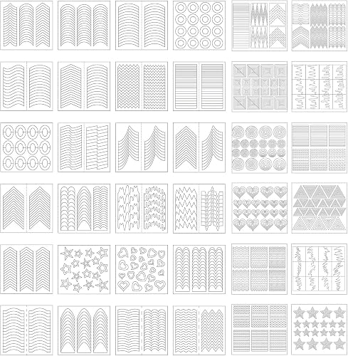 eBoot 1275 Pieces 49 Designs Nail Art Stencils French Tip Guides Stickers Form Fringe Guides Vinyl, 36 Sheets