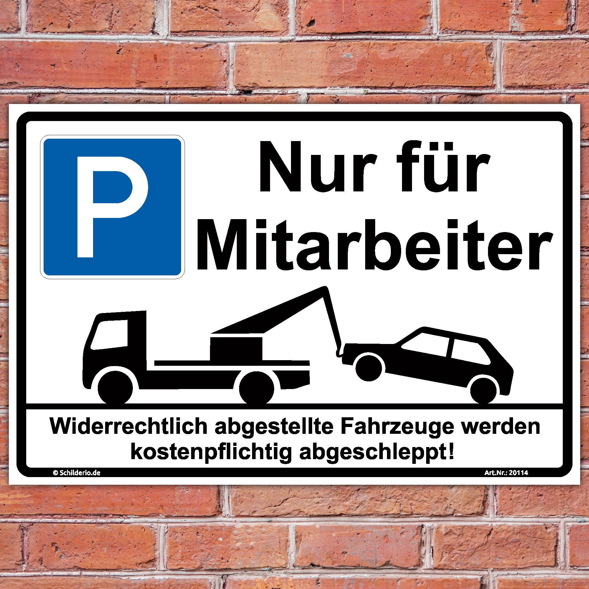Schild "Parken - Nur für Mitarbeiter" Hinweisschild 600x400 mm stabile Aluminiumverbundplatte 3mm stark - inkl. 4 Eckbohrungen