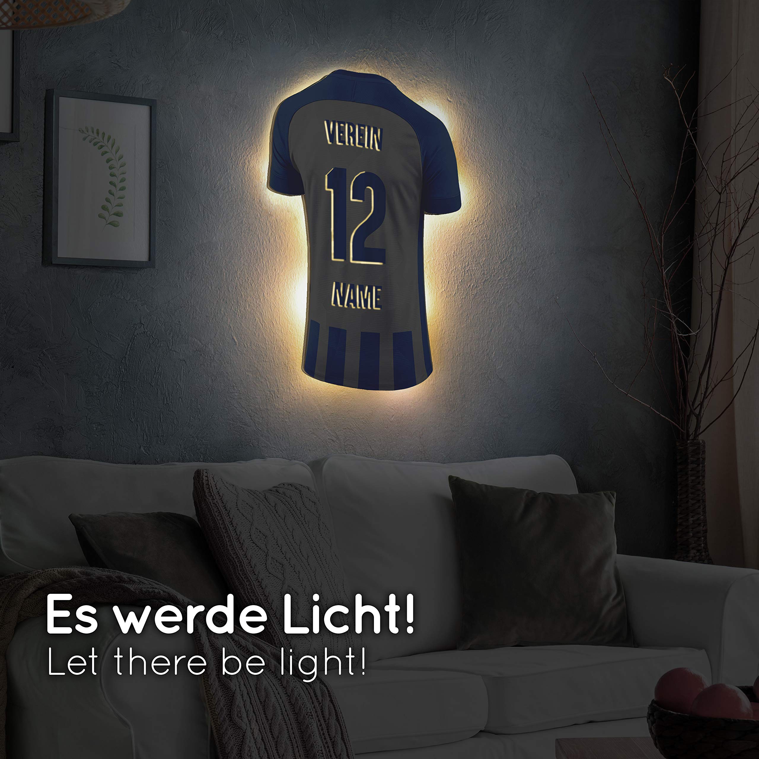 Elbeffekt Trikotlampe für Berlin Fans aus Holz - personalisierbares Geschenk - schenke Dein individuellen Berlin Fanartikel aus Echtholz