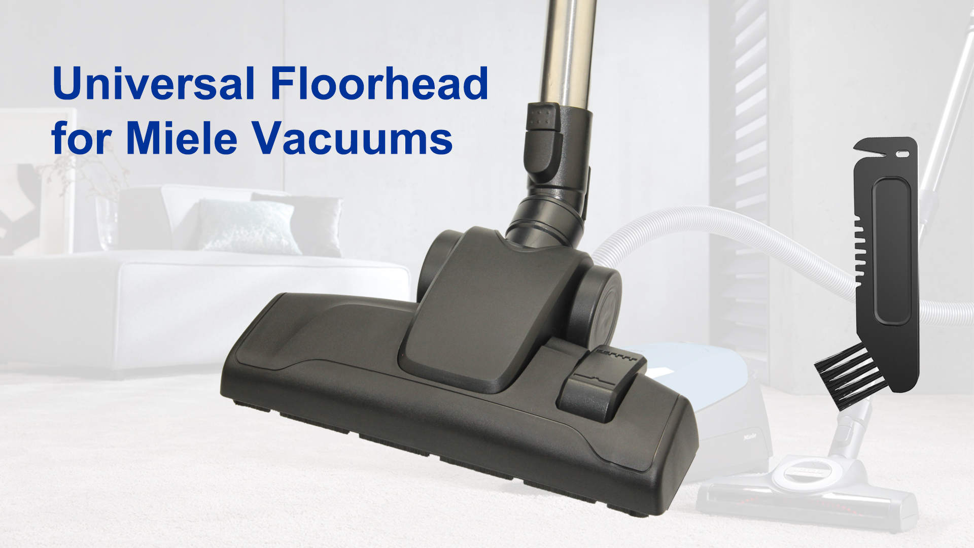 Portek Floor Brush For Miele Vacuum Cleaners - Dual-Function Hard Floor & Carpet Head For C1 C2 C3 CX1 Models