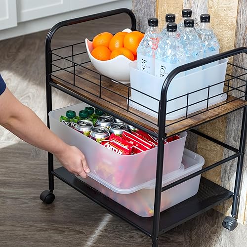 Miniatura 5 de IRIS Cesta de almacenamiento modular de plástico mediana con tapa, paquete de 4, apilable, para cocina, baño, dormitorio, armario, habitación de los