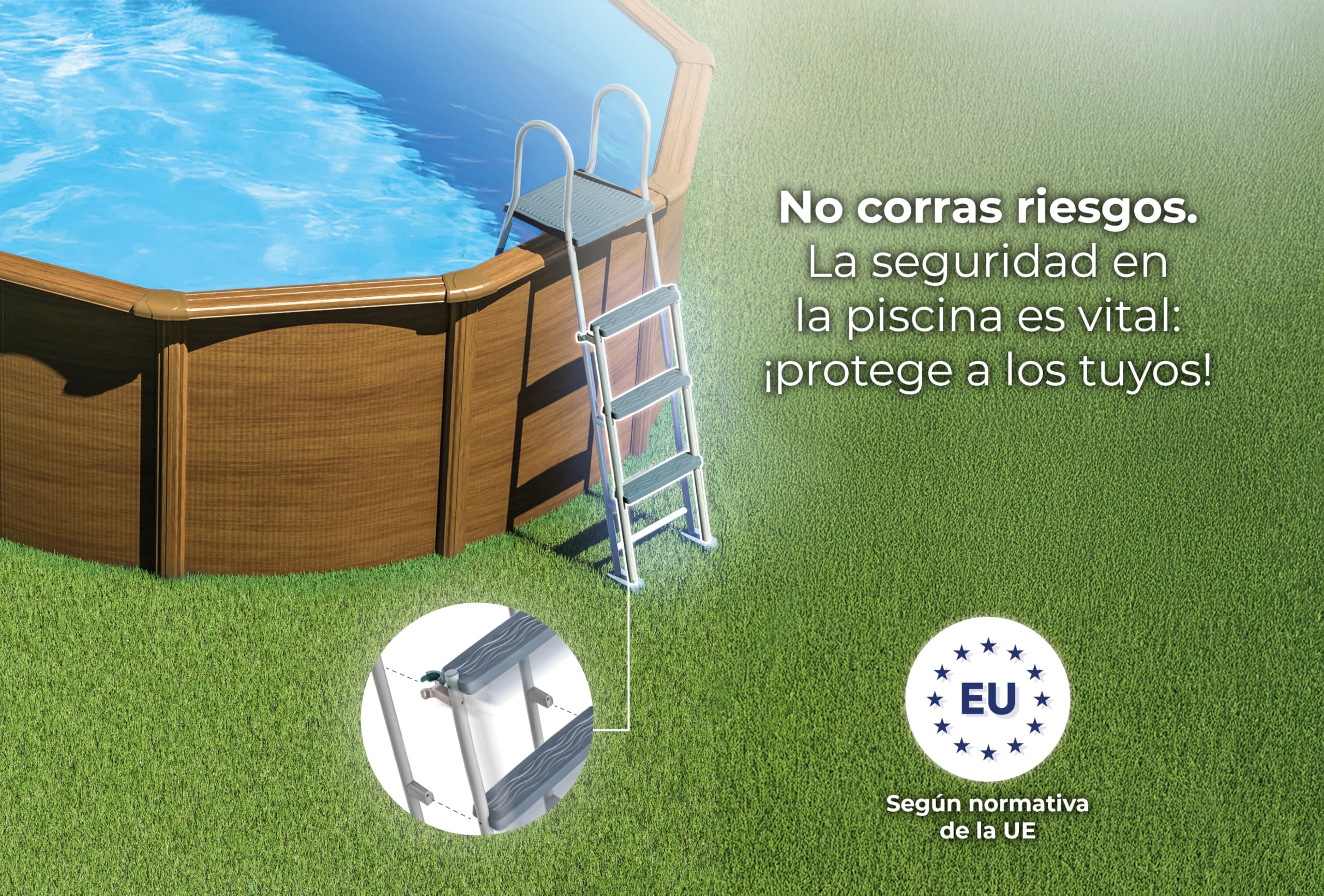 Gre KITPR303W Sicilia - Piscina Elevada Redonda, Aspecto Madera, 300 x 120 cm