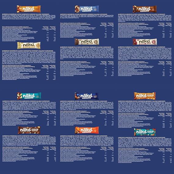Nakd Bars Multipack 48 - Nakd Fruit And Nut Bars 48 x 35g. Breakfast, Snack Bars. Vegan, Dairy Free, Wheat Free, Gluten Free.