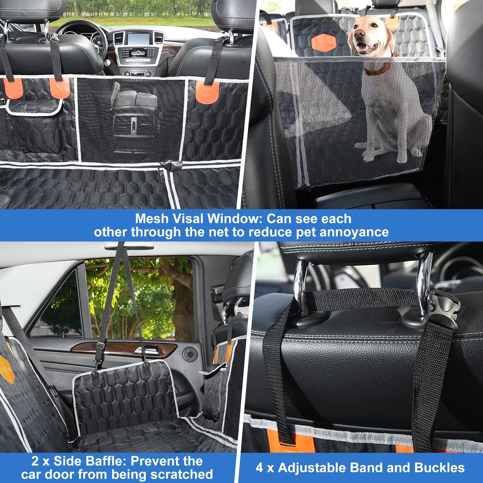 Coprisedile Auto Cani Telo per Ford KA+ Active (ab Bj.2018) -, Coprisedili Posteriore Cani Impermeabile Antiscivolo con FinestreAntigraffiato Telo Cane Auto