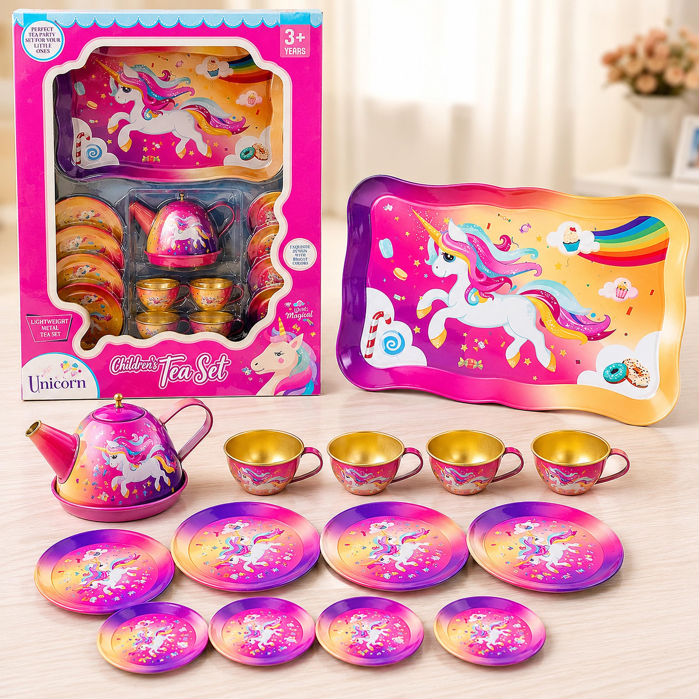 Buy Toyshine 14Pc Unicorn Design Metal Tea Party Set with Tray