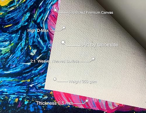 Miniatura 4 de Uhomate Alicia en el país de las maravillas Cheshire Cat Alicia Wonderland Vincent Van Gogh Pósters de noche estrellada para el hogar, lienzo