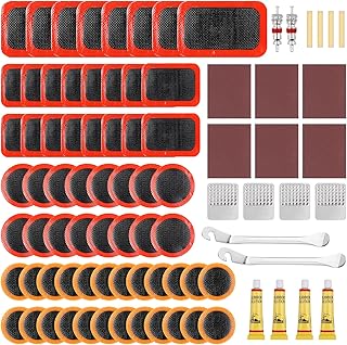 AiQInu Rustine Velo, 86pcs Kit Reparation Pneu Velo, Rustine Chambre a Air, Kit de Crevaison, Boîte de Rangement Portable, Rustines Chambre à Air