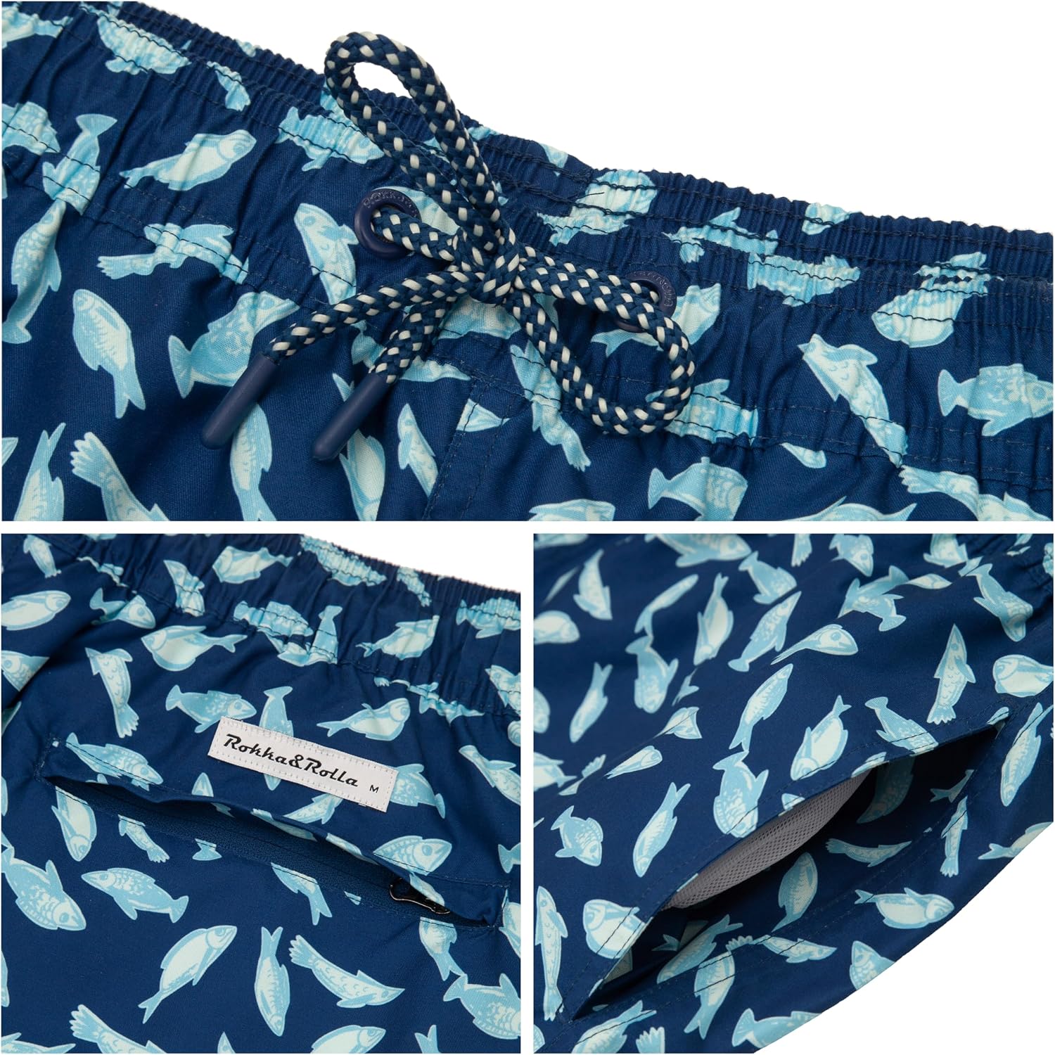 Rokka&Rolla Men's Swim Trunks with Compression Liner 7" Bathing Suit Quick Dry Board Shorts