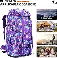 Vista 2 de 100L camping senderismo militar táctico mochila escalada al aire libre bolsas de deporte para acampar, mochilero, Púrpura (PURPLECAMO), Mochilas