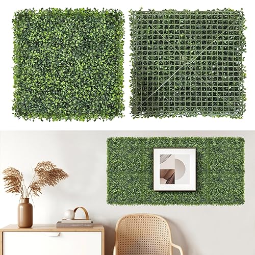 Artificial Grass Wall Panels, 24 PCS 20x20 inch Boxwood Hedge