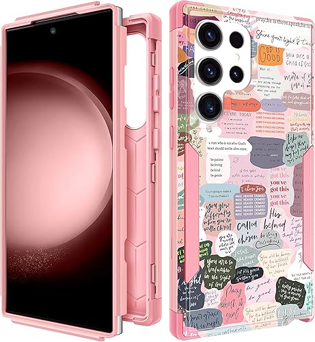 Funda para Samsung Galaxy S23 Ultra, resistente a prueba de golpes, con citas cristianas S23 Ultra para hombres, mujeres, niños y niñas, funda