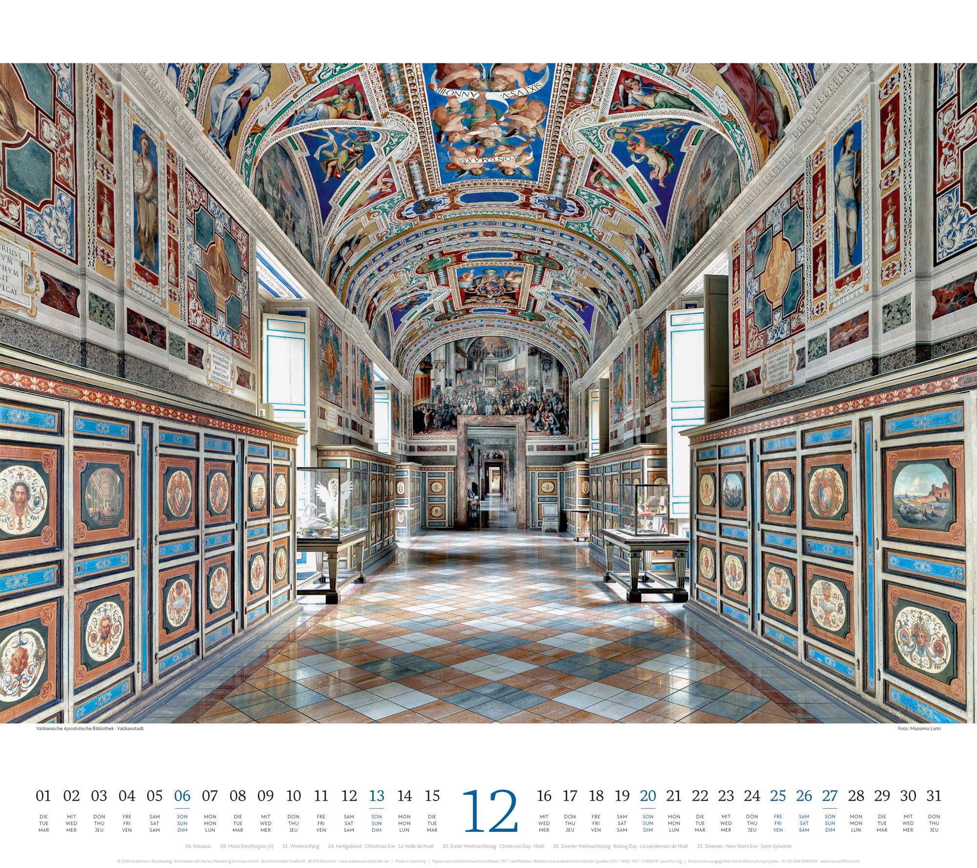 Welt der Bücher Kalender 2026 | Bildgewaltiger Bibliotheken-Kalender im großen Querformat (54x48 cm) | Eindrucksvolle Architektur von Büchereien
