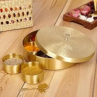 Vista 4 de Caja de especias india house indian masala dabba masala dabba de latón Organizador de contenedores de especias indias de 8 pulgadas Caja Masala