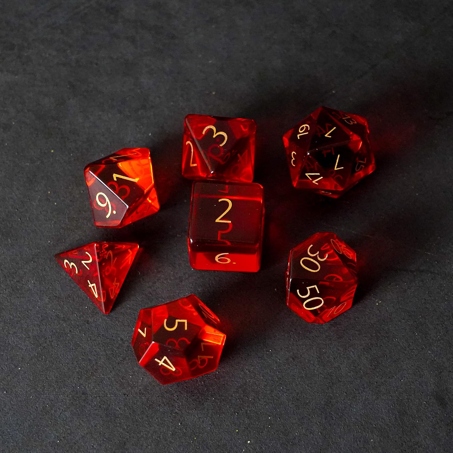 FanRoll 16mm Birthstone Stone Poly DND Dice Set: Engraved November Citrine, Role Playing Game Dice for Dungeons and Dragons