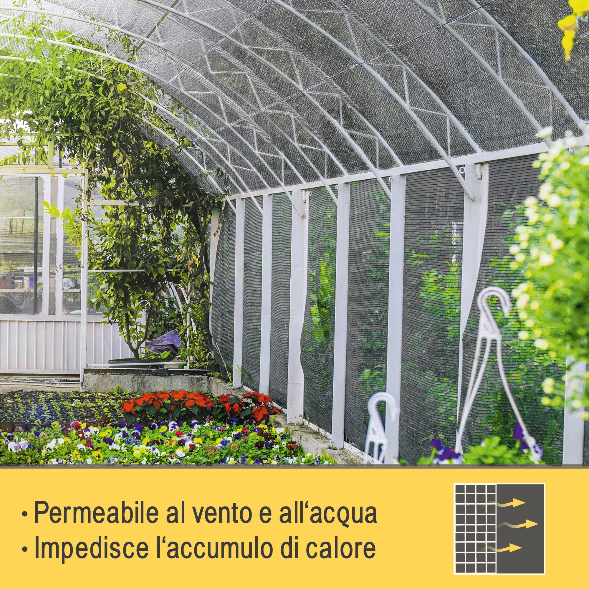Sol Royal Telo ombreggiante Rete frangivento frangivista Tessuto HDPE serra | 5000x100cm Antracite con Fascette per Serra Giardino e Balcone Recinzione protezione copertura SG80