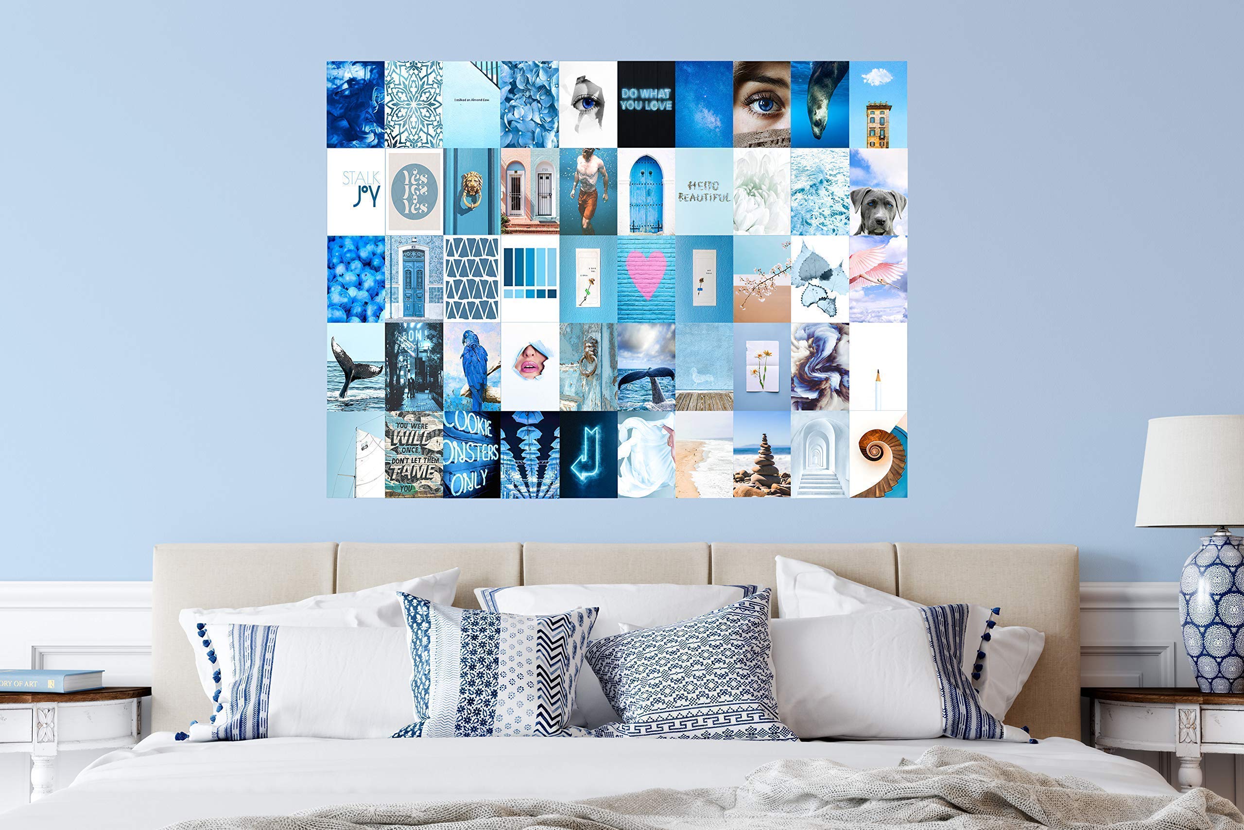 Teen Girl Room Decor Aesthetic Wall Collage Kit Blue VSCO Girls