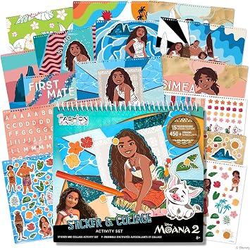 Fashion Angels Disney Moana 2 Sticker & Collage Activity Set, Includes 15 Poster Designs & 450+ Stickers, Creative Arts & Crafts for Kids Ages 8+