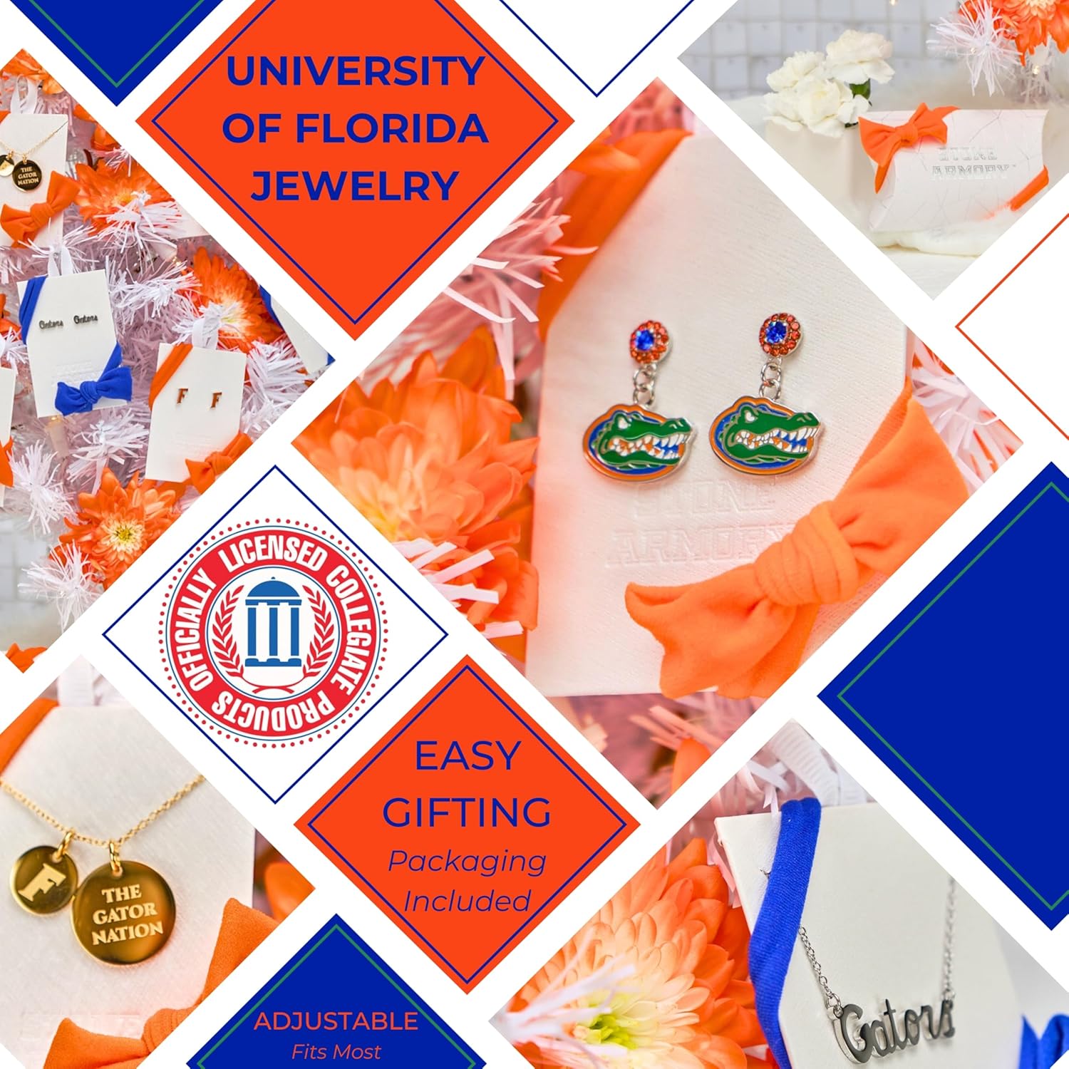 Stone Armory Earrings for University of Florida Jewelry Gifts for Women, Graduation – Stainless Steel Skin-Friendly Florida Gators drop earrings
