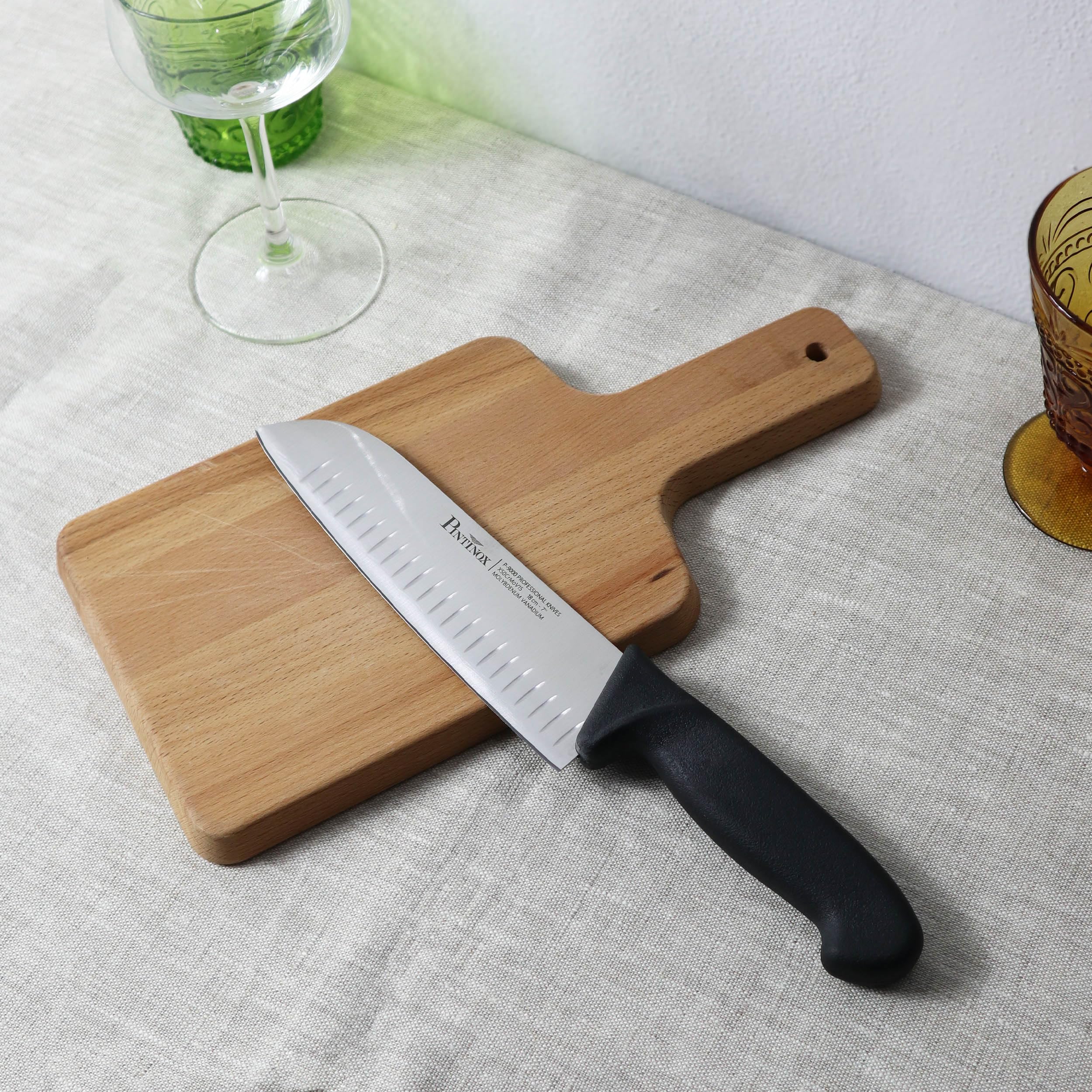 PINTINOX Coltello Santoku P-9000, lama 18 cm, Acciaio CrMoV15, manico Soft-touch