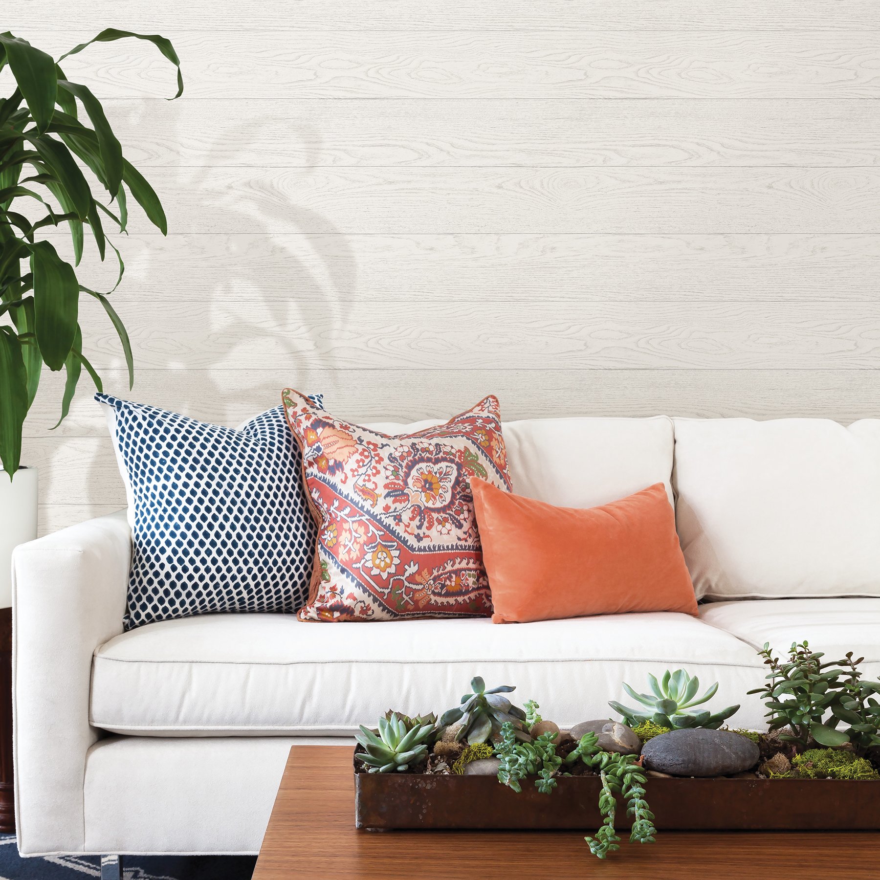 Salvaged Wood Neutral Plank Wallpaper, White - Image 2