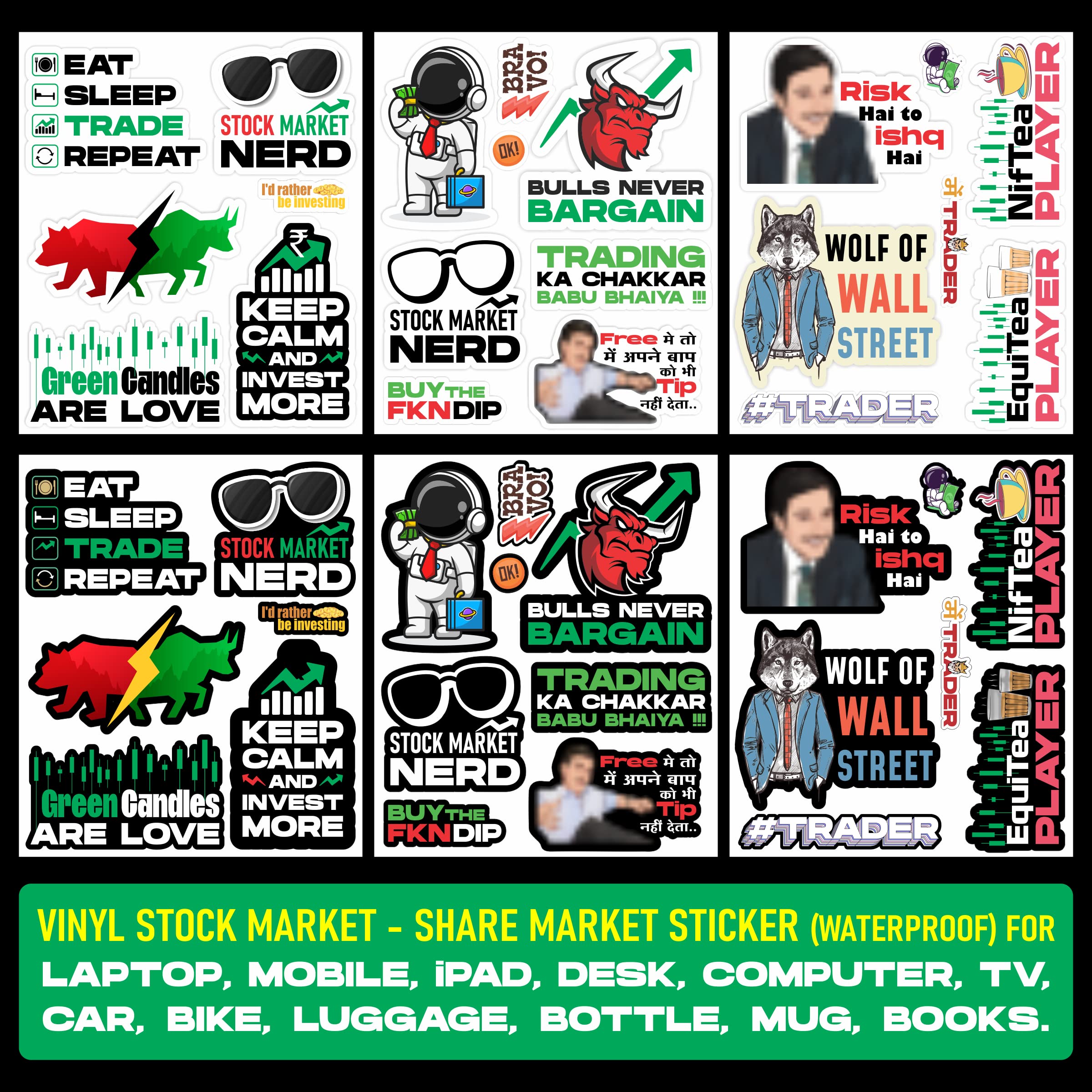 TGE Stock Market Intraday Waterproof Vinyl Sticker Pack of 42 (Share Market Theme, Trader Theme) for Laptop, Mobile, Ipad, Desk, Computer, Tv, Car, Bike, Luggage, Bottle, Mug, Books. (B0B7GQYLMS) Amazon Price History, Amazon Price Tracker