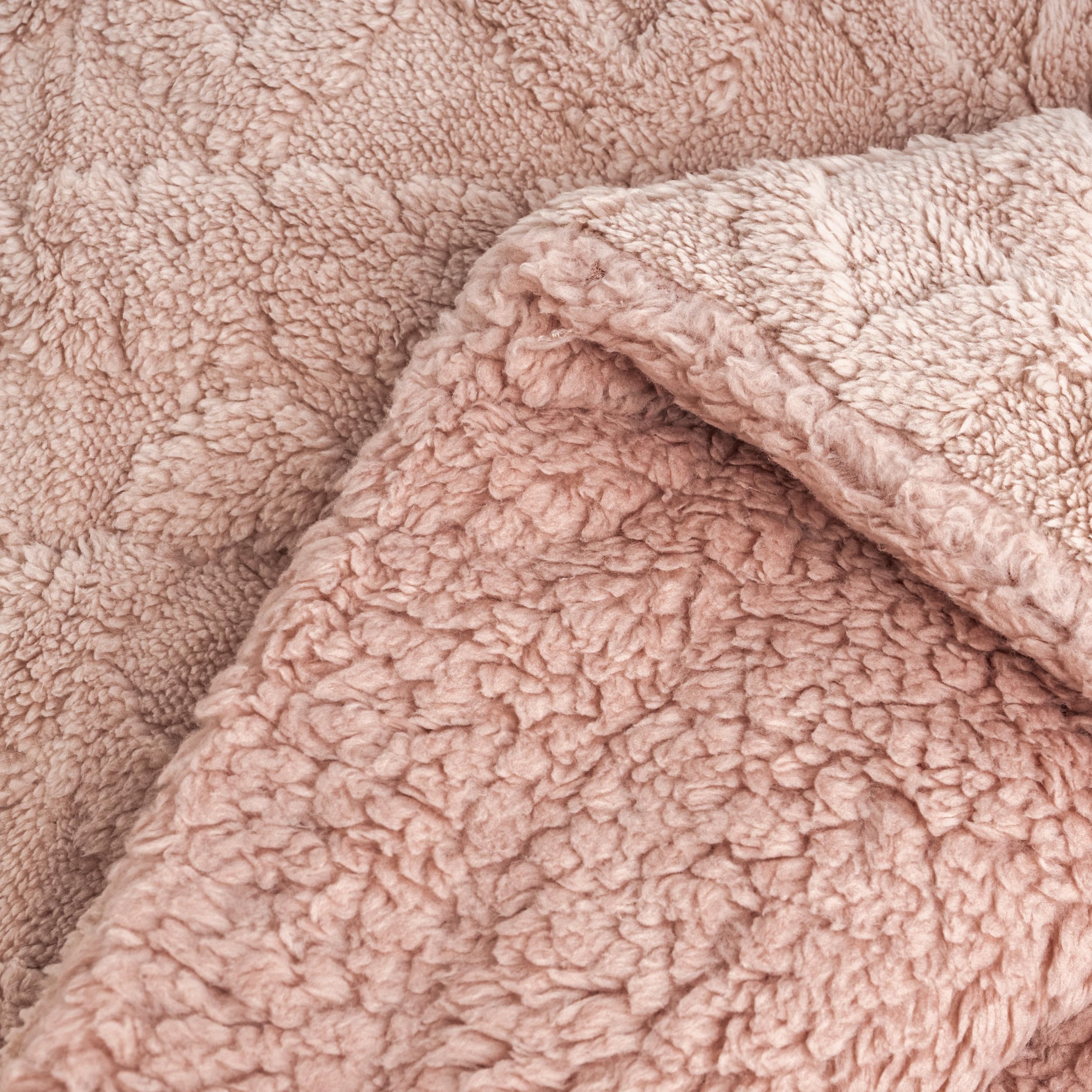 BESCH Edredón Invierno Borreguillo Nórdico 240x260cm para Cama 135/150 con 2 Funda Almohada - Edredón Borrego Sherpa Extra Suave, Cálido, Gruesa - Geométrica Rosa