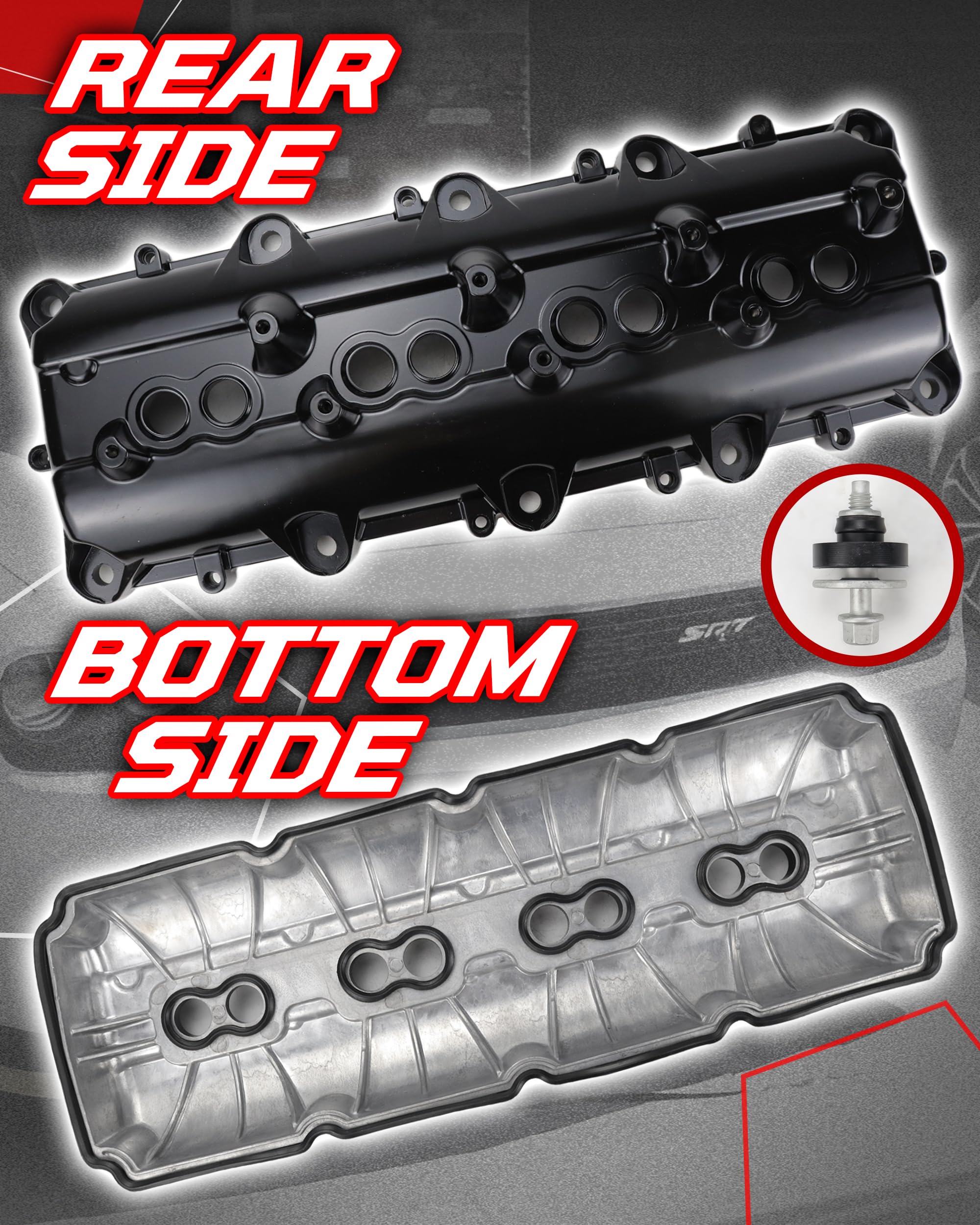 Zestaw aluminiowych osłon zaworów silnika kompatybilny z Jeep Grand Cherokee Wrangler Commander Dodge Charger Challenger Durango Ram Chrysler 300 Aspen 1500 2500 3500 4500 5500 5,7 l 6,4 l V8 2006