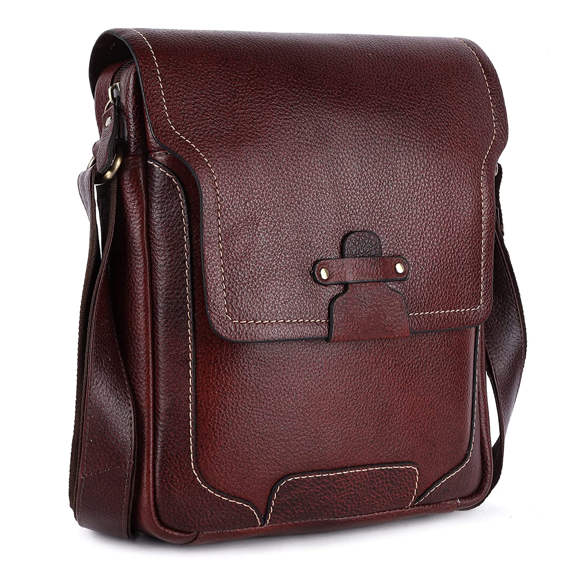 lindsey street Leather Messenger Bag for Men's | Genuine Leather Travel Bag | Men's Crossbody Sling Bag | Leather Office Bag-picture-27