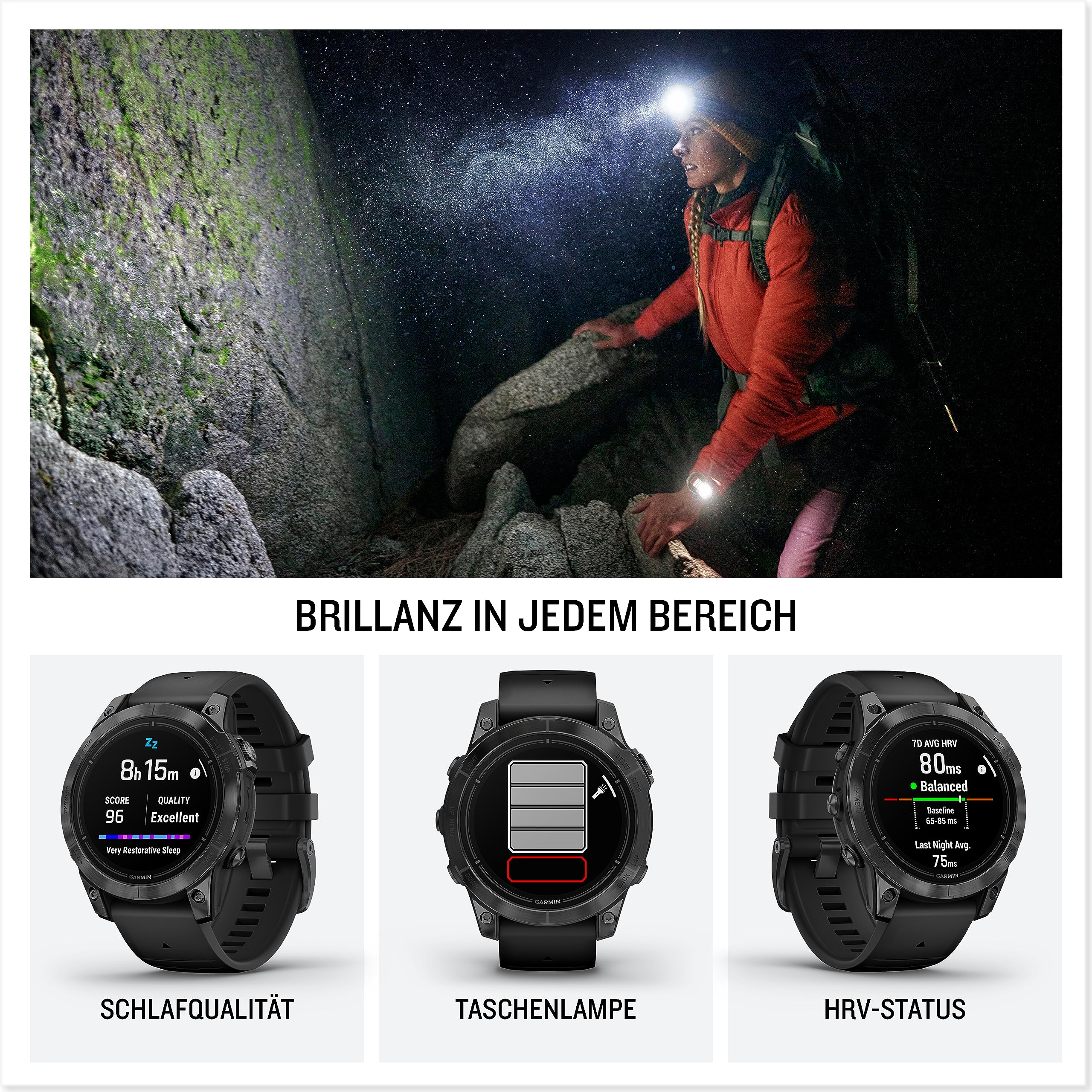 Garmin Epix Pro, 47 mm, GPS-Multisport-Smartwatch, Schwarz/Schiefergrau | AMOLED Display, bis zu 16 Tage Akkulaufzeit, LED-Taschenlampe, 80+ Sport-Apps, internationale Topokarten, Silikonarmband