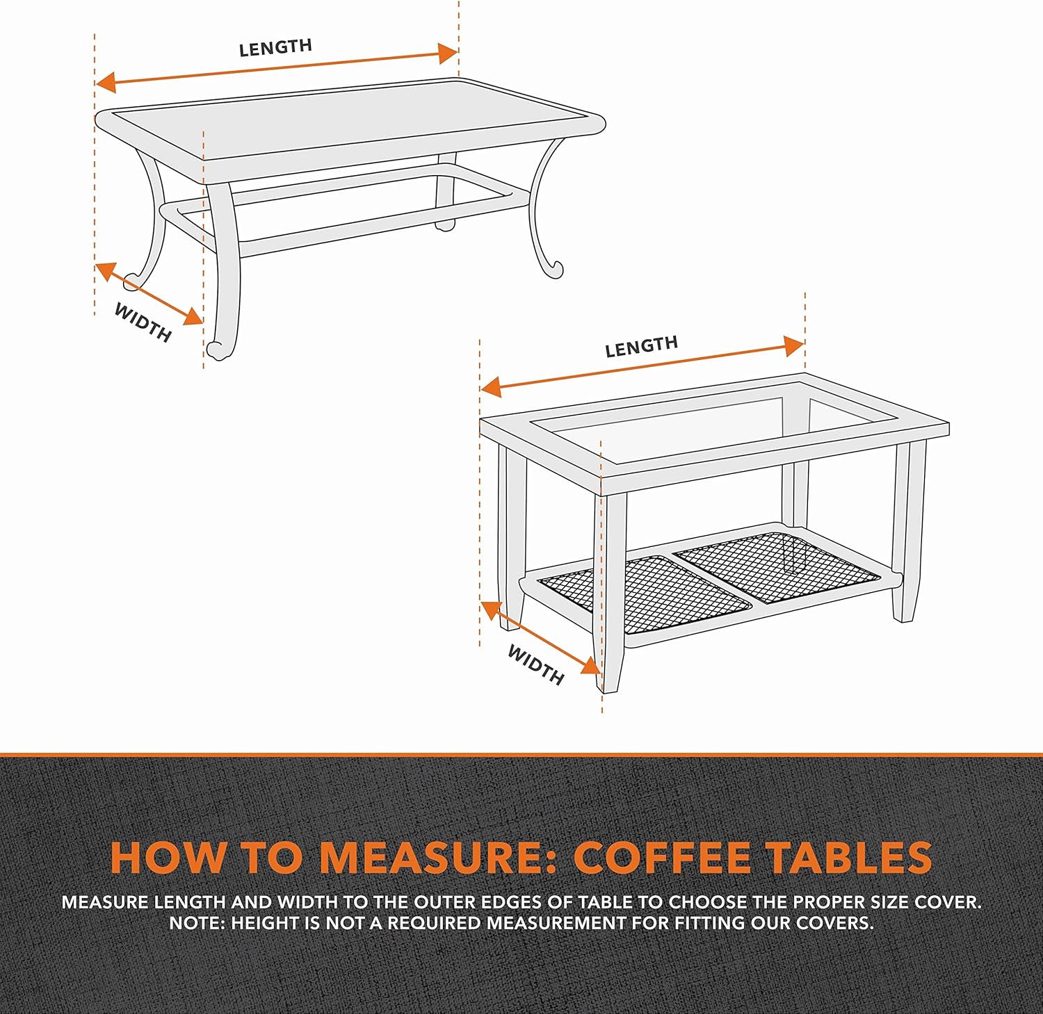 Modern Leisure Garrison Patio Ottoman/Coffee Table/Fire Pit Cover - Water-Resistant Fabric - Heavy-Duty Protection for Outdoor Patio Furniture - 48" L x 25" W x 18" H - Sandstone