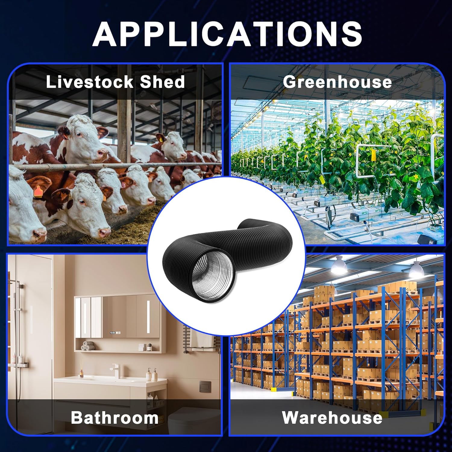 12 Inch 12ft Aluminum Ducting-4 Layer Protection Dryer Vent Hose for HVAC Heating Cooling Ventilation and Exhaust, 2 Clamps Included