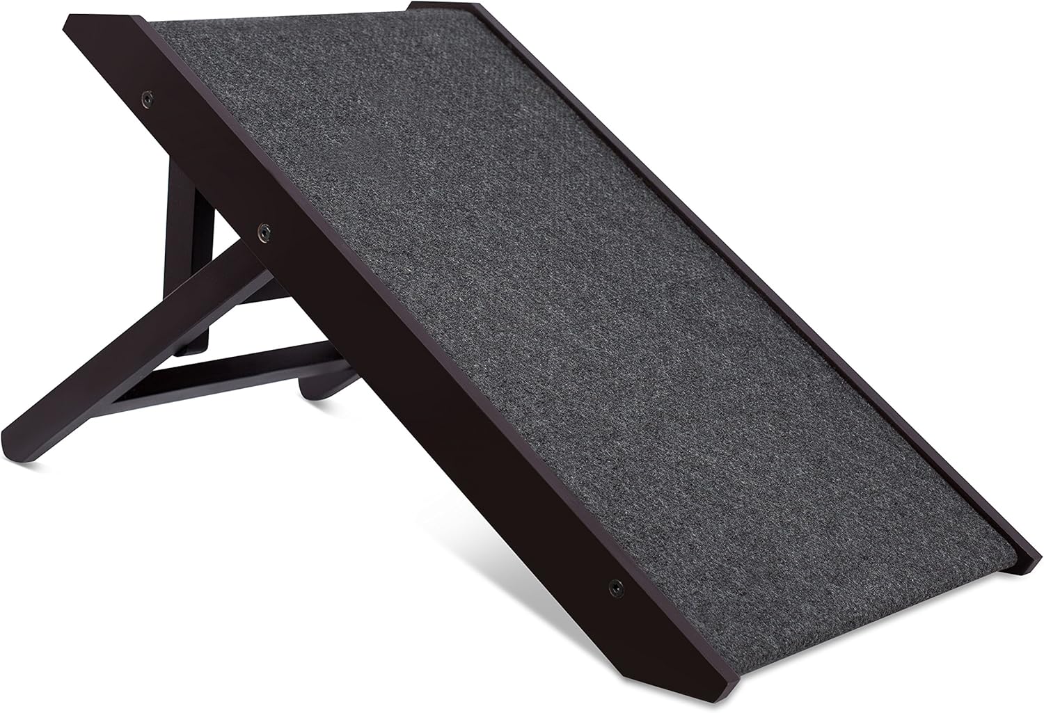 BirdRock Adjustable Foldable Pet Ramp for Small Dogs Cats Puppies - Wooden Non-Slip 75lb Couch Bed Car Ramp, Espresso