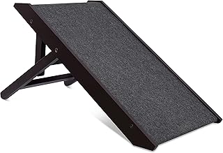 BIRDROCK Home Adjustable Pet Ramp for Small Dogs, Cats, Puppies - Foldable Wooden Dog Ramp for Couch, Bed, Car - Indoor or Outdoor- Safe, Portable, Non-Slip Carpet - 13", Espresso